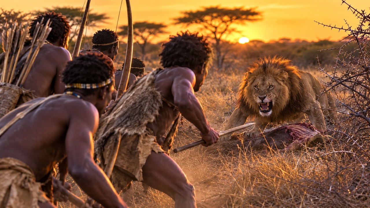 Hadzabe Lion Standoff Strategy