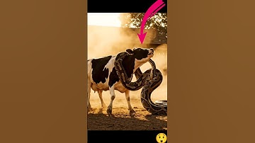 Giant Python Attacks Cow 🐍😱 | Unbelievable Real Footage from the Farm!  #youtubeshorts #animals