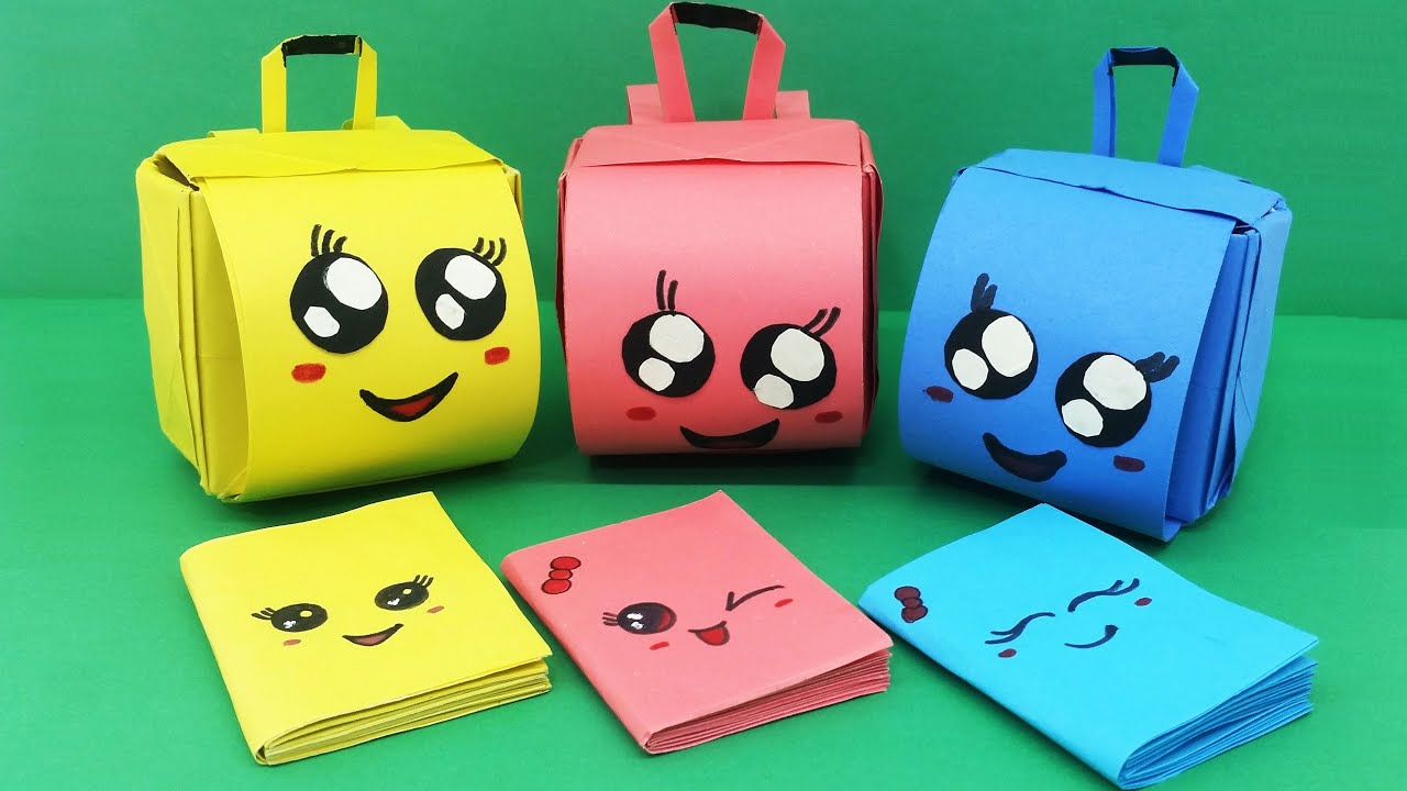 How to make easy Cute #Origami School Bag |easy schoolbag | doll craft |  diy Tutorial #schoolcraft - YouTube | School bags, Paper bag crafts, Doll  crafts