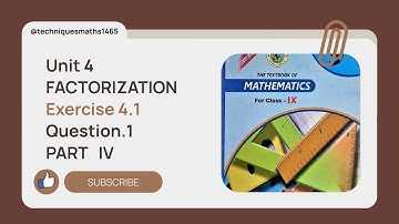 Class 9 Unit 4 Factorization Exercise 4.1 Question .1(IV)@techniquesmaths1465