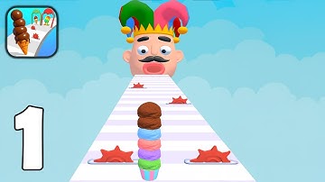 Stacky Ice Cream Runner - Gameplay Walkthrough Part 1 - Stack Ice Cream Scoops in Runner Race
