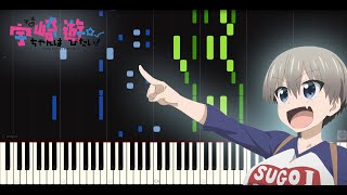 Uzaki chan wa asobitai ED - Kokoro knock (Piano tutorial + SHEETS) // Synthesia