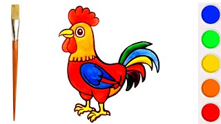 How To Draw A Rooster Step By Step 🐔🐓🎨 Cute Animal Drawing Easy Step By Step For Beginners