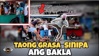 Taong Grasa Sinipa ang Bakla (Public Prank) nagulat ang mg tao