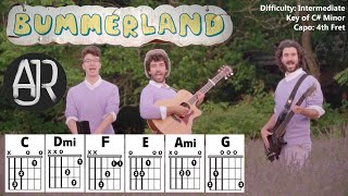 BUMMERLAND by AJR (Easy Guitar & Lyric Scrolling Chord Chart Play-Along with Capo 4)