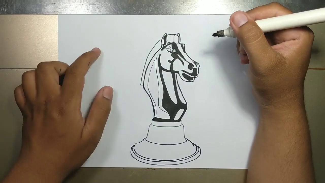 How to draw CHESS KNIGHT step by step YouTube