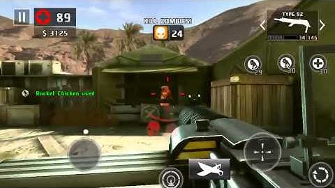 Dead trigger 2 minigun & type 92 level 57 gameplay iOS on hard no booster TDU 50+