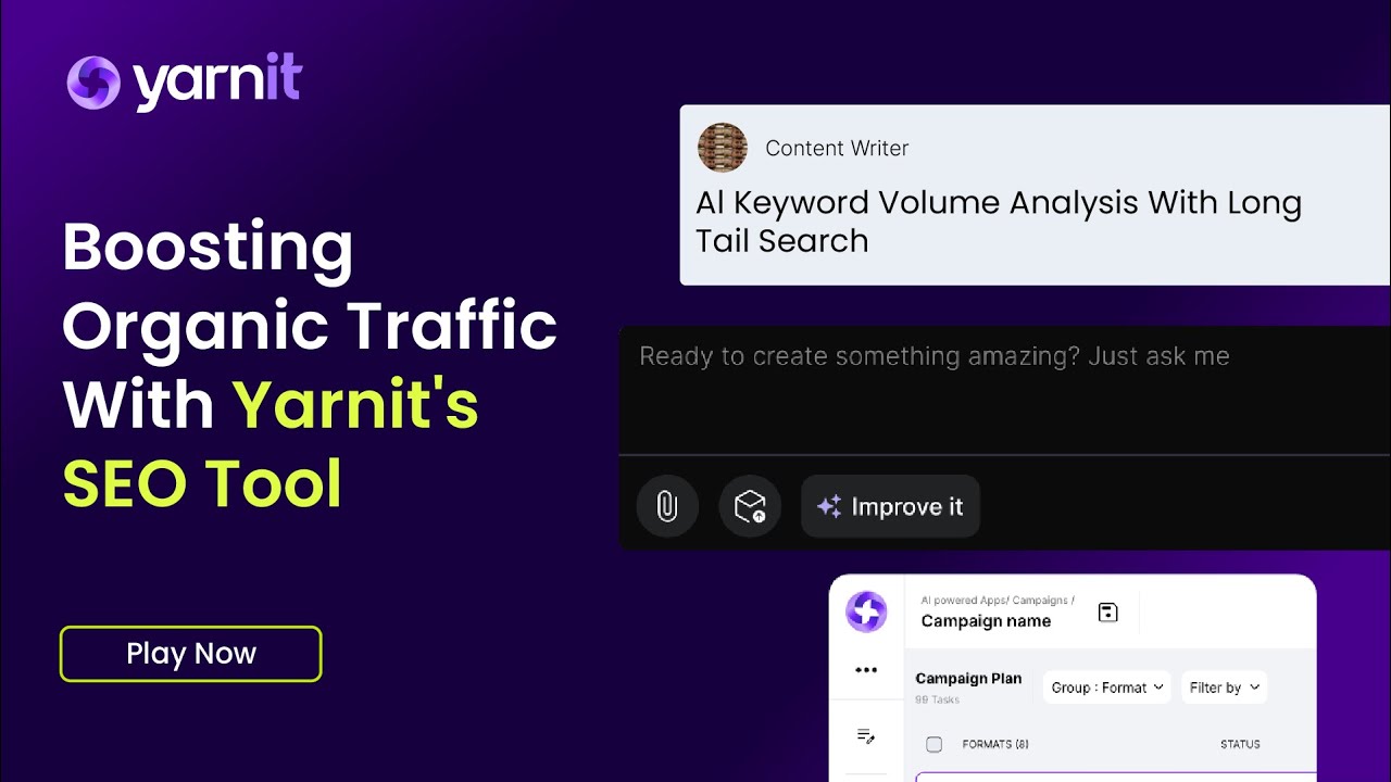 Boost Organic Traffic with Yarnit's SEO Tools