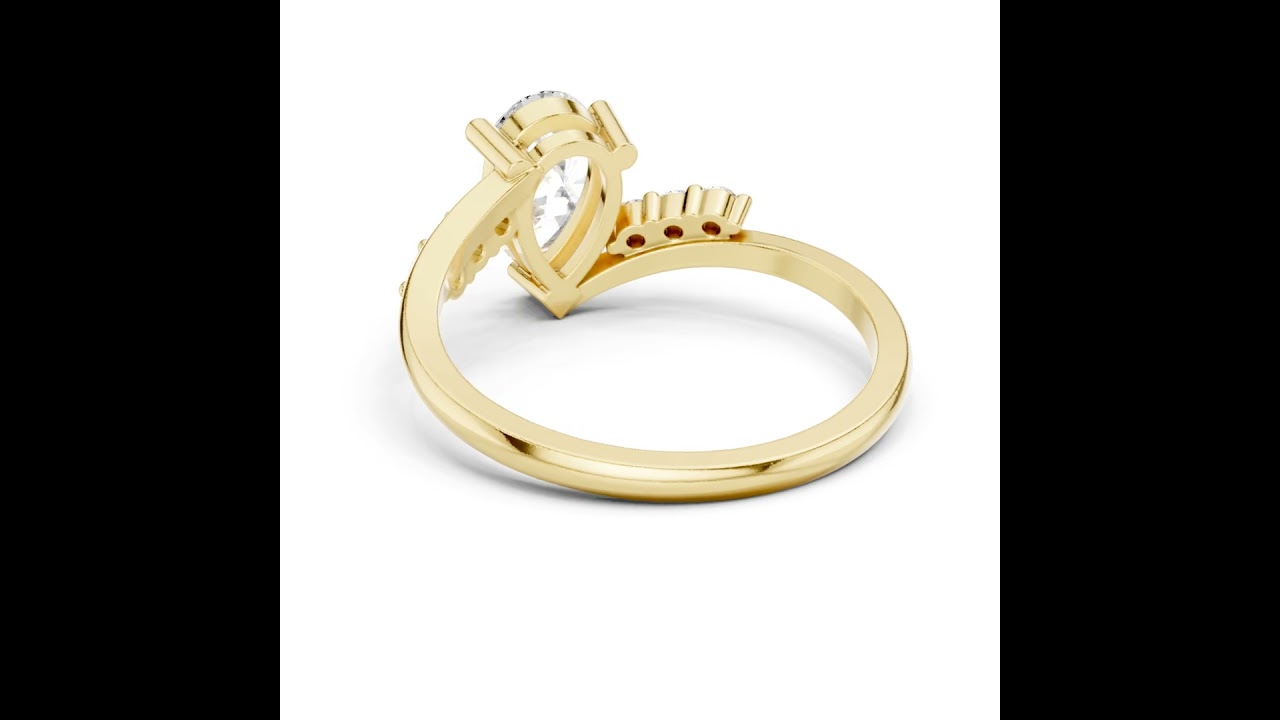 Pear Cut Diamond Bypass Engagement Ring
