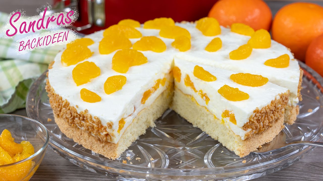 Mandarinen Quark Torte mit Biskuitboden in 10 min bereit für den Ofen ...