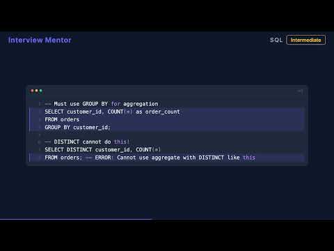 DISTINCT vs GROUP BY: When to Use Each in SQL