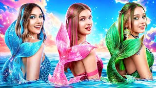 Mermaids in One Color Challenge! Pink vs Blue vs Green Mermaids