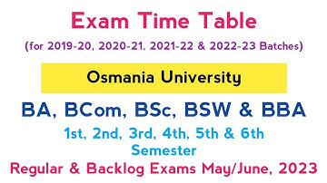 UG (Degree) 1 to 6 Sem Regular & Backlog Exam Timetable May, 2023 | BA BCOM BSC BBA | Degree | OU