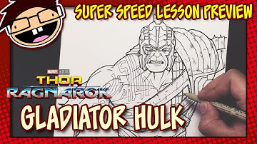 Lesson Preview: How to Draw GLADIATOR HULK (Thor: Ragnarok) | Super Speed Time Lapse Art