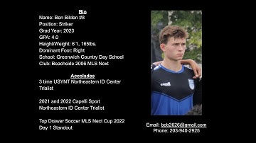Ben Bilden 2022 U17 Fall MLS Next Highlight Tape