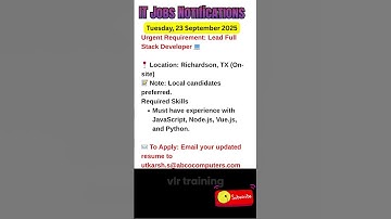 Lead Full Stack Developer Job in Richardson, TX Sept 23, 2025