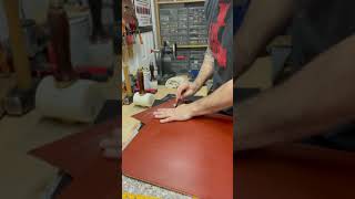 Punching Stitching Holes to Chestnut English Bridle Leather Briefcase Panel
