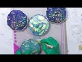 (625) ABALONE IRIDESCENT LOOK RESIN COASTERS Cellophane & ColourArte Bling It Interference 012221