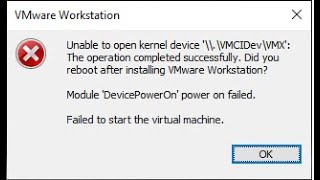 How to solve VMWare Unable to open kernel device Problem
