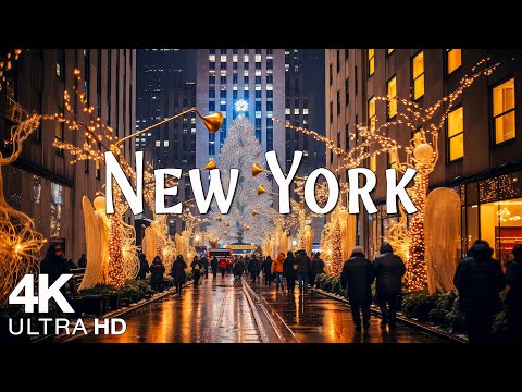 NYC Christmas From Above | Holiday Lights & Skyline (4K Drone) 🎄✨ Festive Streets & Christmas Spirit