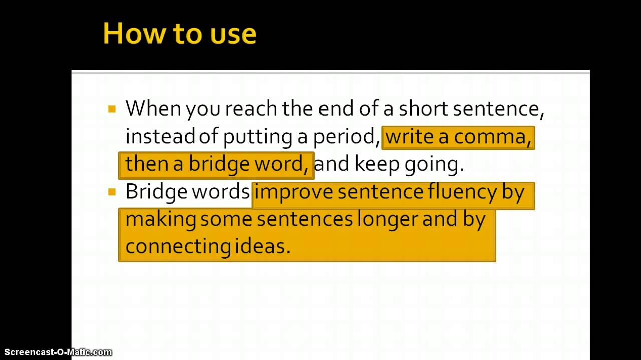 Hit The Bridge Sentence Fluency 1 YouTube