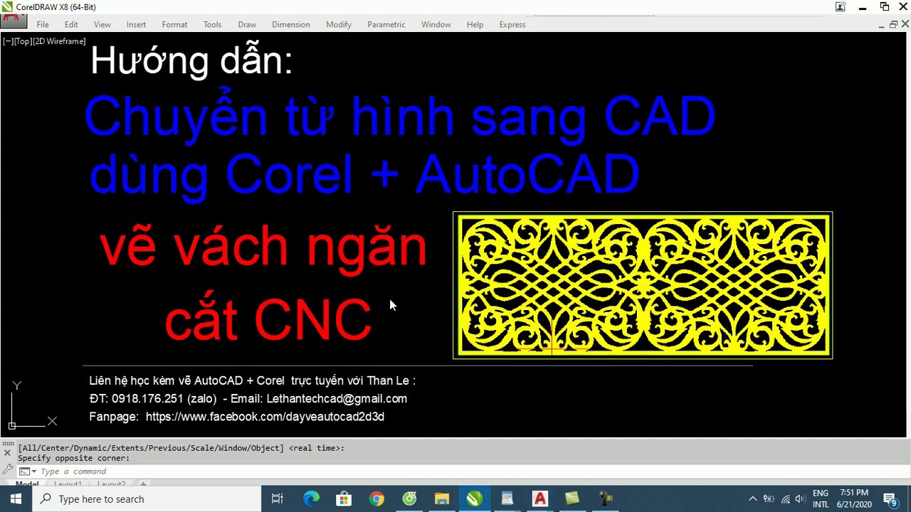 Hướng dẫn chuyển từ hình sang CAD – dùng Corel + AutoCAD vẽ vách ngăn CNC