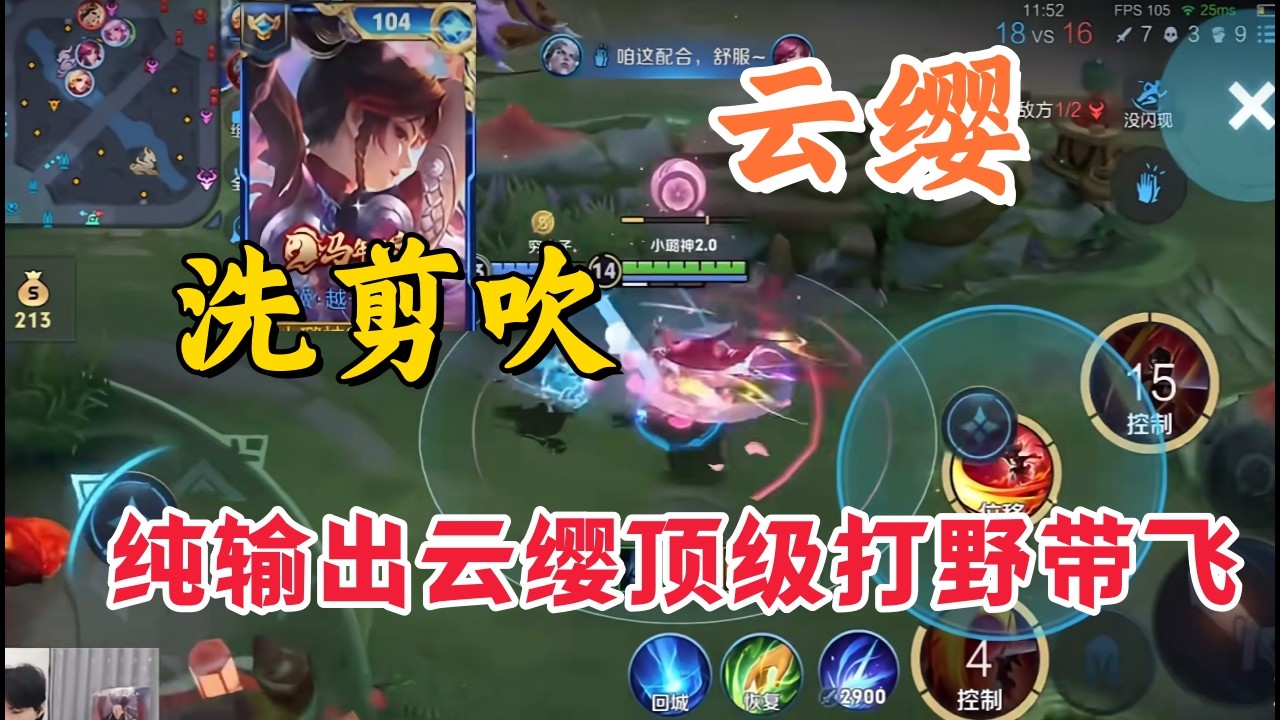 洗剪吹体验云缨马年限定新皮肤大厅五排炸鱼，纯输出云缨顶级打野带飞全局