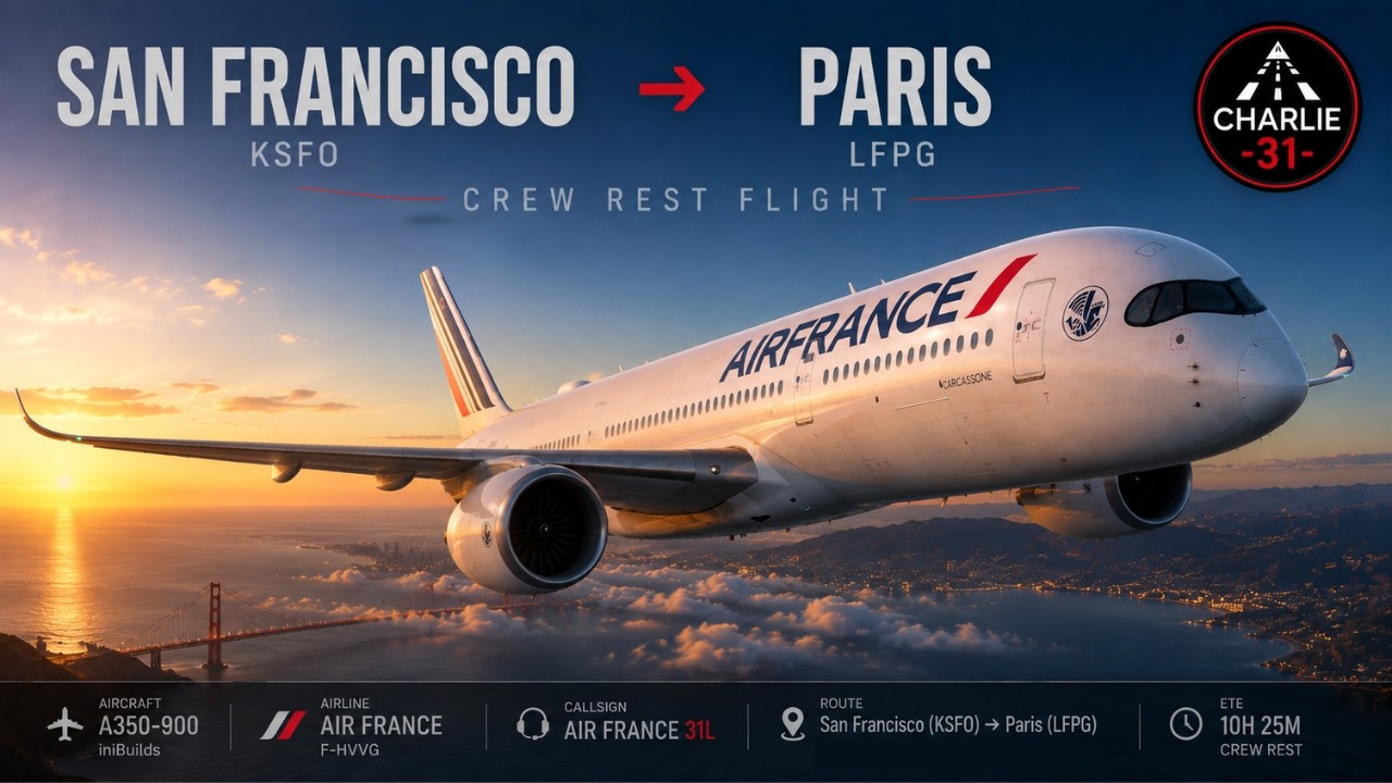 10 Hours to Paris | Air France A350-900 | San Francisco (KSFO) → Paris (LFPG)