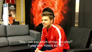 Badminton professional Brice Leverdez testing the stringster app