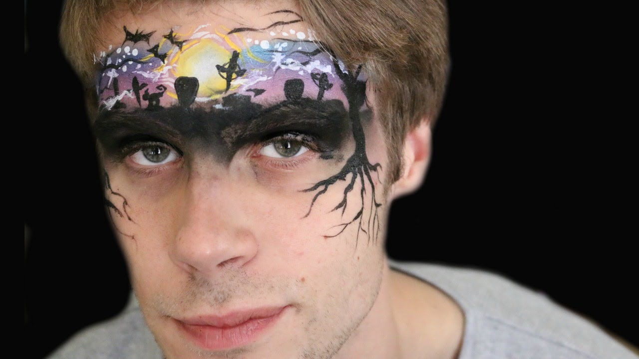 Full Moon Graveyard Spooky Halloween Face Paint Tutorial YouTube