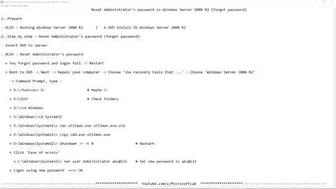 Reset Administrator's password in Windows Server 2008 R2 (forgot password)