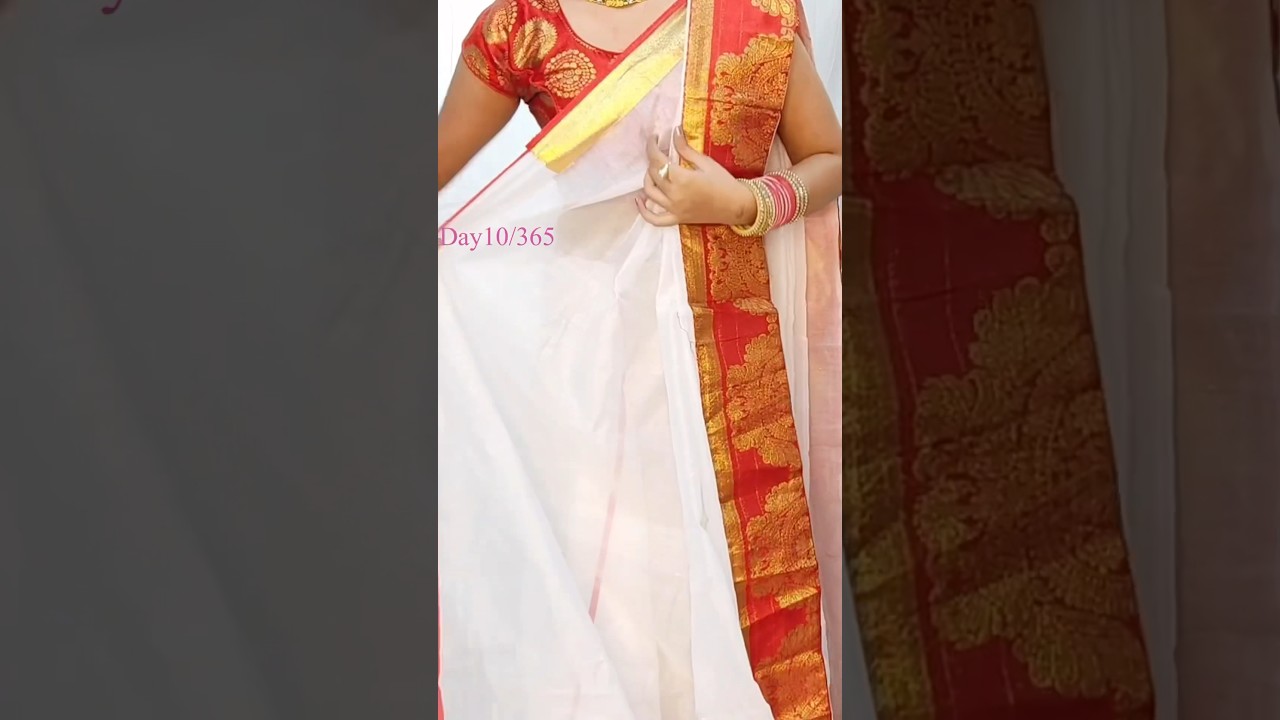 Day10/365|Bengali style me saree aise pahne | #bengalisarees  #glambeautyy #youtubeshorts