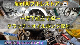 Ape100フルレストア#07 腰下組み立てクラッチ・オイルポンプ搭載編‼