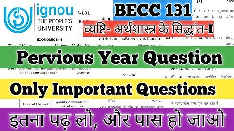 BECC 131 Important Questions BECC 131 Pervious Year Question Paper BECC 131 Economics IGNOU