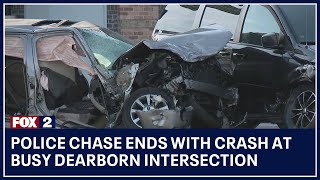 Police chase ends with crash at busy Dearborn intersection