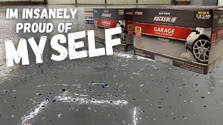 MY NEW FLOOR !! Rustoleum Rocksolid Garage Floor Coating (Grey High Gloss)