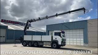 Degroote Trucks: MAN TGS 35.440 - 8x4 stake body truck with Hiab for sale