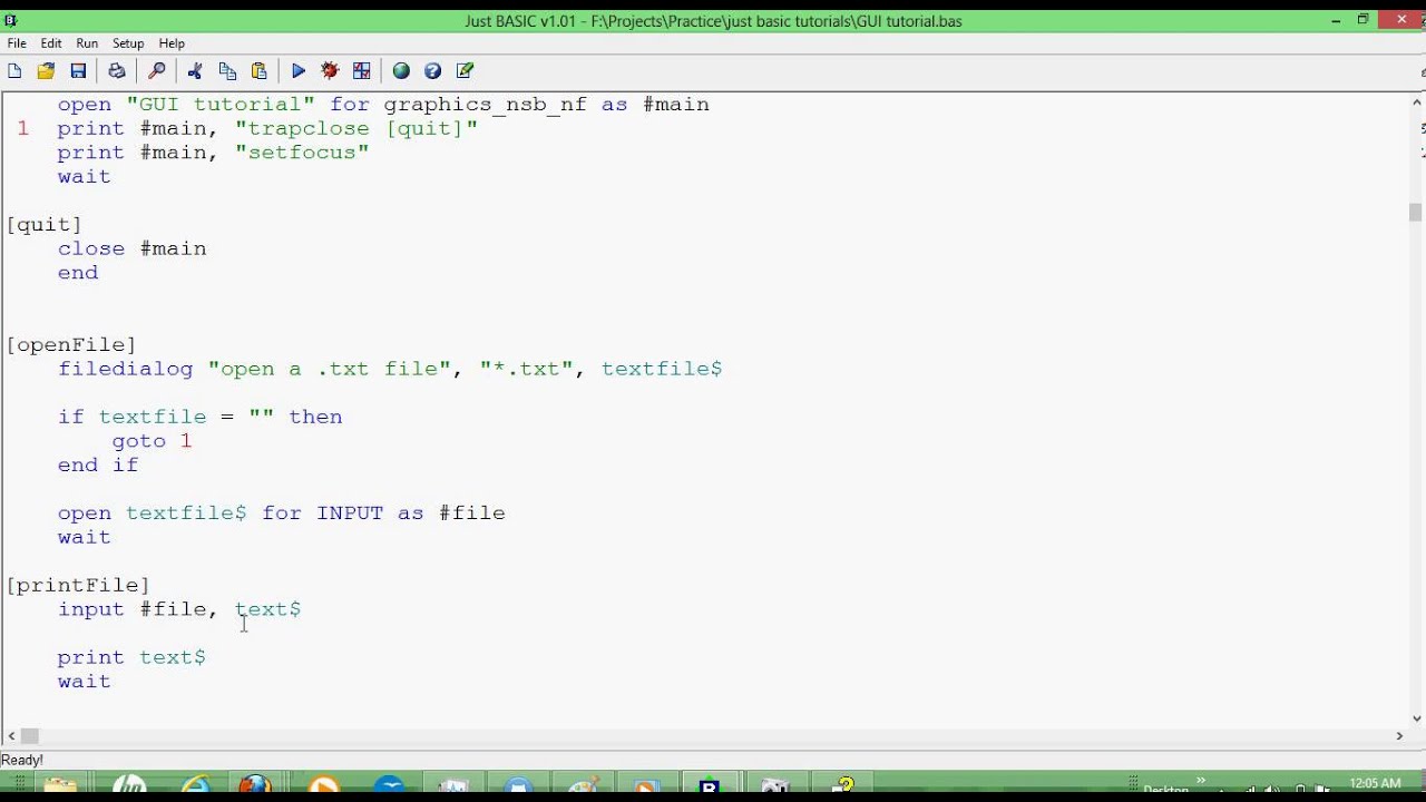 Just Basic Programming Tutorials 18 - Using Filedialog Boxes (Part 1/1 ...