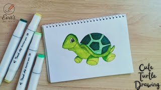 How to Draw and Color a Cute Turtle | Easy Turtle Drawing Tutorial 🐢🎨