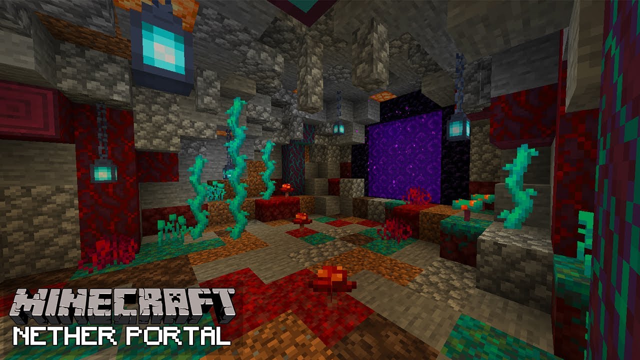 Minecraft: Decorating 1.16 Nether Portal Cave! - YouTube