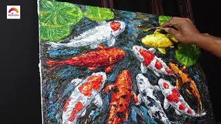 Paint Koi Fish on Canvas | Impres | Painting Timelapse | Episode 122 | Demo