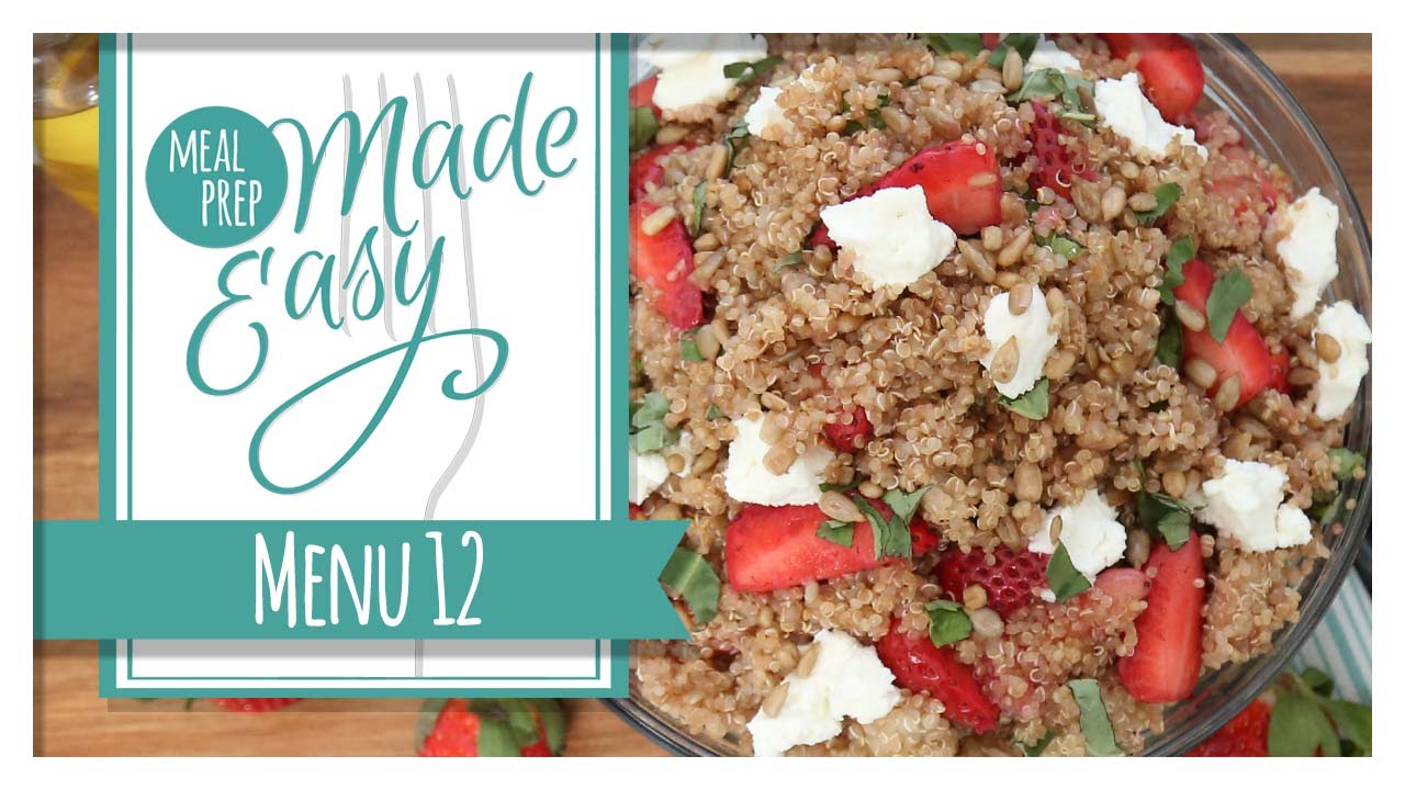 Healthy Meal Prep | Menu 12 | Strawberry Basil Quinoa, Corn Fritters, Salmon Salad | The Domestic Geek