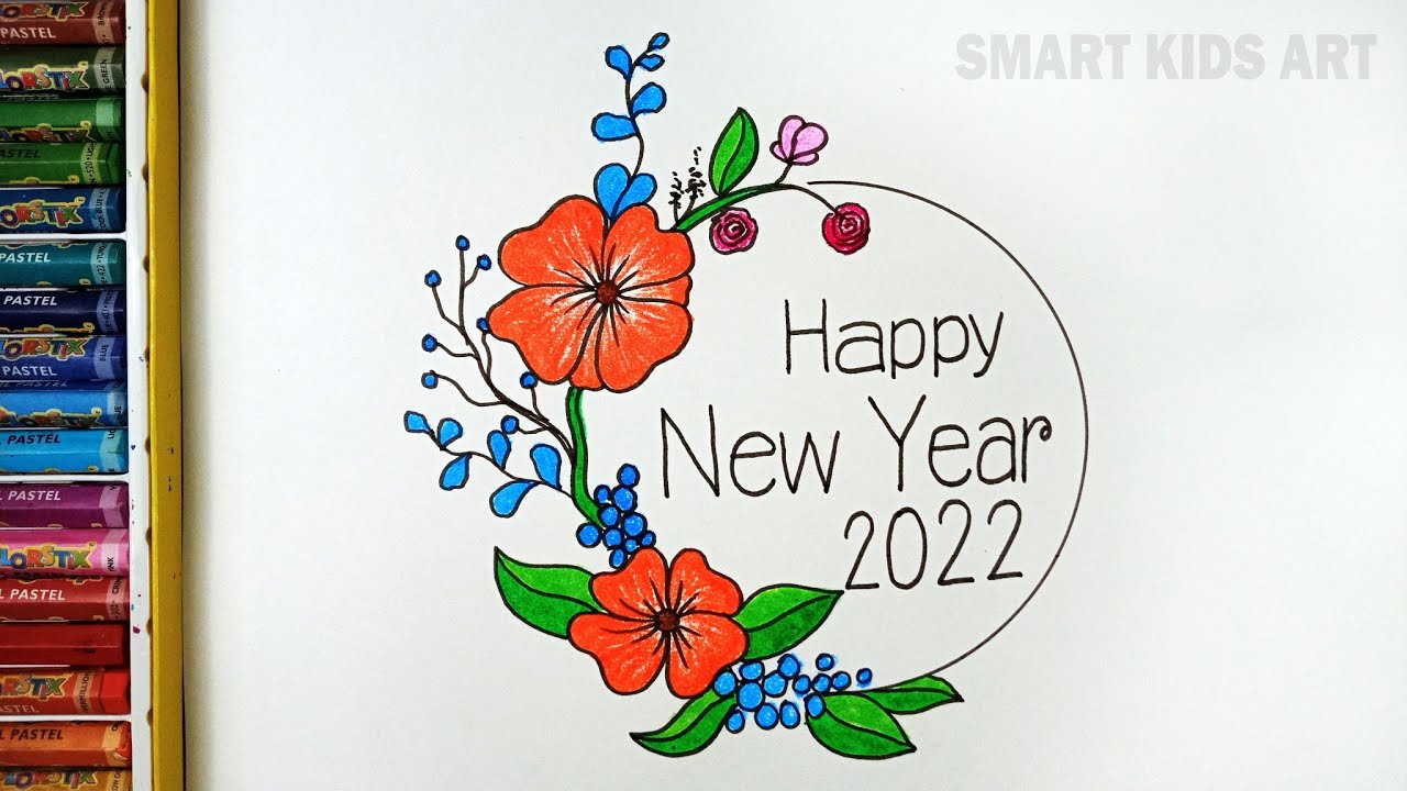 Happy New Year Drawing 2022 | New Year Drawing Easy | Smart Kids ...