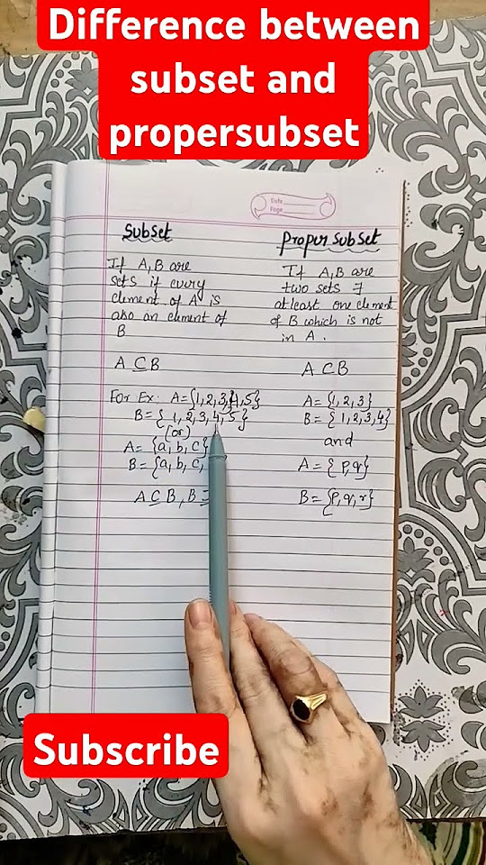 Difference between subset and proper subset - YouTube