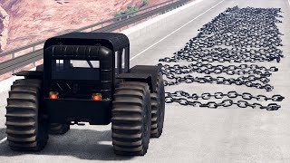 Cars vs Numerous Chains #3 - BeamNG.drive