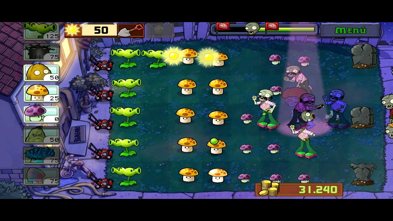 Plantas vs Zombies Nivel 8. Aventura 2. Plantas contra Zombis - YouTube