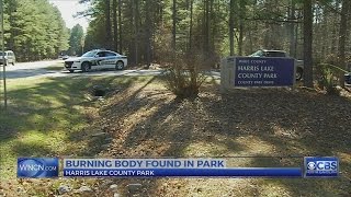 Burning dead body found at Wake County park
