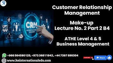 Customer Relationship Management Make-up Lecture No. 02 Part 2 B4 ATHE Level 4 Business Management