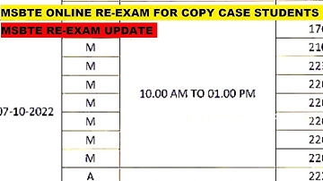 MSBTE new update for re-exam copy case students | MSBTE copy case students online exam time table