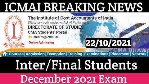 ICMAI Breaking News For Inter/Final December 2021 Students | CMA Exam Optout For December 21 | Kci